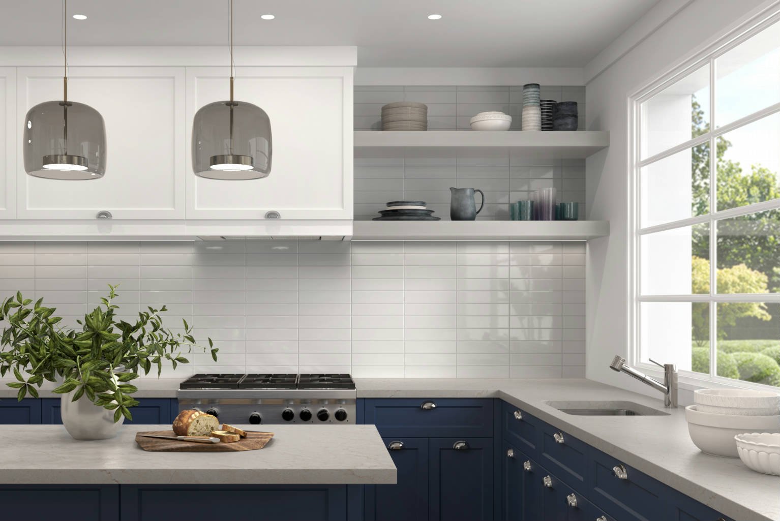 white kitchen backsplash tile